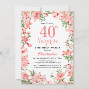 Invitation Surprise 40e anniversaire Boho rose botanique flor