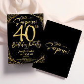 Invitation Surprise 40e anniversaire de fête Black & Gold Par