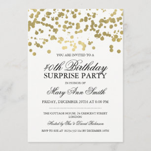 Invitation Surprise 40e anniversaire de la fête Gold Foil Con