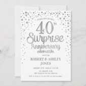 Invitation Surprise 40e anniversaire de Mariage - Argent & Bl (Devant)