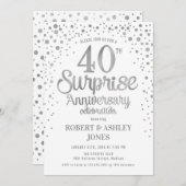 Invitation Surprise 40e anniversaire de Mariage - Argent & Bl (Devant / Derrière)