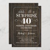 Invitation Surprise 40e anniversaire de mariage - Bois rustiq (Devant / Derrière)