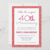 Invitation Surprise 40e anniversaire de mariage Faux strass r (Devant)