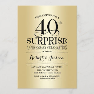 Invitation Surprise 40e anniversaire de mariage - Or
