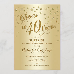 Invitation Surprise 40e anniversaire de mariage - Or