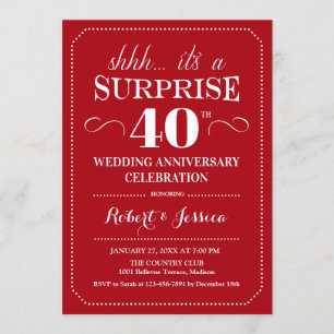 Invitation Surprise 40e anniversaire de mariage - Rouge rubis