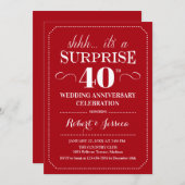 Invitation Surprise 40e anniversaire de Mariage - Ruby Red (Devant / Derrière)