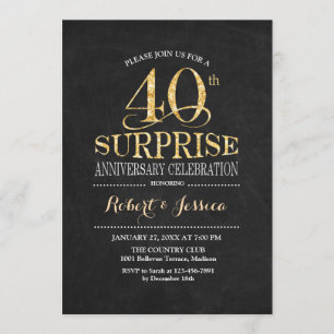 Invitation Surprise 40e anniversaire de mariage tableau craie