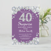 Invitation Surprise 40e anniversaire Diamant mauve et argent (Debout devant)