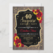 Invitation Surprise 40e anniversaire - Fleurs de soleil en bo (Devant)