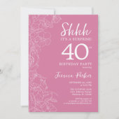 Invitation Surprise 40e anniversaire - Floral Pink (Devant)