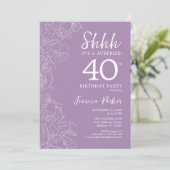 Invitation Surprise 40e anniversaire - Floral Purple (Debout devant)