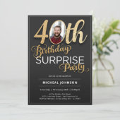 Invitation Surprise 40e anniversaire Gold Black Photo personn (Debout devant)