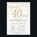 Invitation Surprise 40e anniversaire Gold Parties scintillant<br><div class="desc">Surprise 40e anniversaire Invitation avec Arrière - plan diamant Parties scintillant or. Confetti d'or. Anniversaire adulte. Hommes ou Femmes Anniversaire. Pour plus de personnalisation,  cliquez sur le bouton "Customiser" et utilisez notre outil de conception pour modifier ce modèle.</div>