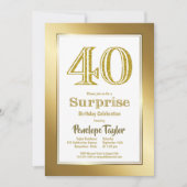 Invitation Surprise 40e anniversaire Gold Party (Devant)