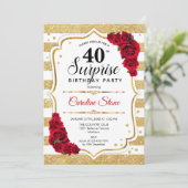 Invitation Surprise 40e anniversaire - Gold White Red (Debout devant)