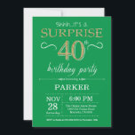 Invitation surprise 40e anniversaire Green and Gol<br><div class="desc">Invitation surprise 40e anniversaire avec Arrière - plan de Parties scintillant verte et d'or. Anniversaire adulte. Hommes ou femmes Anniversaire Invitation. Quel que soit l'âge.
Pour plus de personnalisation,  cliquez sur le bouton "Customiser" et utilisez notre outil de conception pour modifier ce modèle.</div>