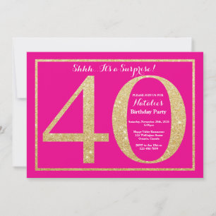 Invitation Surprise 40e anniversaire Hot rose et Parties scin