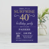 Invitation Surprise 40e anniversaire Marine Blue and Gold Par (Debout devant)