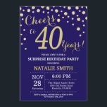 Invitation Surprise 40e anniversaire Marine Diamant bleu et o<br><div class="desc">Invitation surprise 40e anniversaire avec Arrière - plan Diamant Parties scintillant bleu et or de la Marine. Gold Confetti. Anniversaire adulte. Hommes ou femmes,  anniversaire.
Pour plus de personnalisation,  cliquez sur le bouton "Customiser" et utilisez notre outil de conception pour modifier ce modèle.</div>