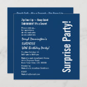 Invitation SURPRISE 40e anniversaire moderne Marine bleu blan (Devant / Derrière)