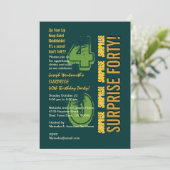 Invitation SURPRISE 40e anniversaire moderne Vert et or (Debout devant)