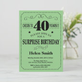 Invitation Surprise 40e anniversaire Noir et Vert (Debout devant)