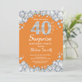 Invitation Surprise 40e anniversaire Orange and Silver Diamon (Debout devant)