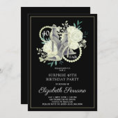 Invitation Surprise 40e anniversaire Parties scintillant blan (Devant / Derrière)