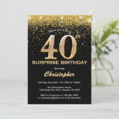 Invitation Surprise 40e anniversaire Parties scintillant Noir (Debout devant)