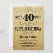 Invitation Surprise 40e anniversaire Parties scintillant noir (Devant)