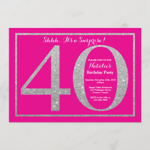 Invitation Surprise 40e anniversaire Parties scintillant rose