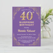 Invitation Surprise 40e anniversaire Parties scintillant viol (Debout devant)
