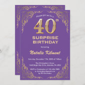 Invitation Surprise 40e anniversaire Parties scintillant viol (Devant / Derrière)