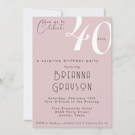 Invitation Surprise 40e anniversaire Quarante et fabuleuse ép (Dos)