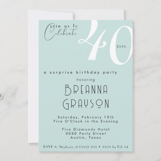 Invitation Surprise 40e anniversaire Quarante et fabuleuse ép (Dos)