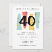 Invitation Surprise 40e anniversaire Retro Midsiècle moderne (Devant)