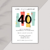 Invitation Surprise 40e anniversaire Retro Midsiècle moderne