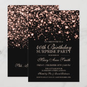 Invitation Surprise 40e anniversaire Rose Gold Midnight Glam (Devant / Derrière)