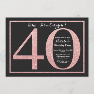 Invitation Surprise 40e anniversaire Rose Pink Gold Parties s
