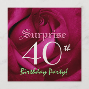 Invitation SURPRISE 40e anniversaire Rose rouge E004