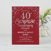 Invitation Surprise 40e anniversaire - Rouge rubis et argent (Debout devant)