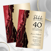 Invitation Surprise 40e anniversaire Rouge Rubis Or