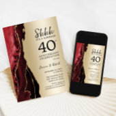 Invitation Surprise 40e anniversaire Rouge Rubis Or