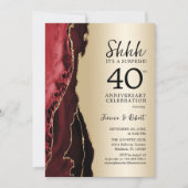 Invitation Surprise 40e anniversaire Rouge Rubis Or (Devant)