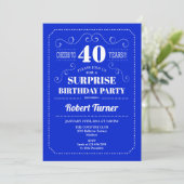 Invitation Surprise 40e anniversaire - Royal Blue (Debout devant)
