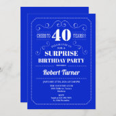 Invitation Surprise 40e anniversaire - Royal Blue (Devant / Derrière)
