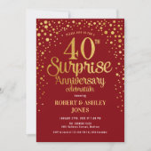 Invitation Surprise 40e anniversaire - Ruby Red & Gold (Devant)