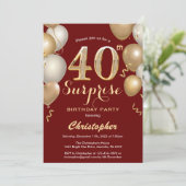 Invitation Surprise 40e anniversaire Sombre Rouge et Or Ballo (Debout devant)