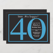 Invitation Surprise 40e anniversaire Tableau noir et bleu (Devant / Derrière)